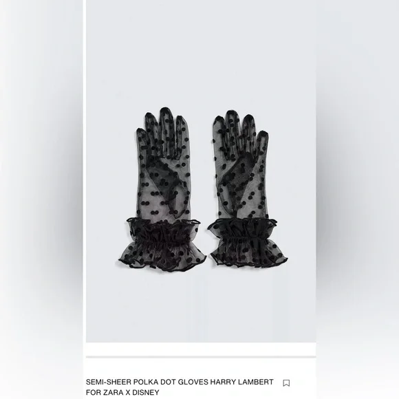 Zara x Disney Black Sheer Gloves LIMITED EDITION - Picture 3 of 3